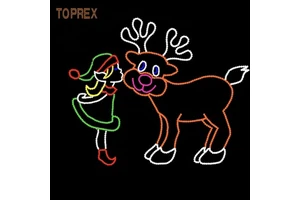 IP65 110V 2D LED Animated Christmas Motif Light Custom Outdoor Commercial Holiday Decoration Display Rope Silhouette Lighting