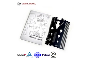 Father's Day Gift Ideas Promotion Gifts Business Giveaways Custom LOGO 18 in 1 Mustache Comb Wallet Men Multi Tool Card for Dad