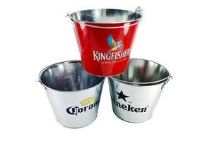 Custom Stock 5L Round Metal Beer Galvanized Ice Bucket With Bottle Opener And Handle For 6 Bottles Of Beer Champagne
