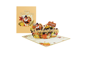 Happy Thanksgiving Ver 2 Pop Up Greeting Card Handmade Autumn Harvest Turkey Theme Holiday Invitation Gift Card Wholesale