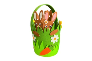 Wholesale Customized Size Felt Animal Easter Baskets with Handle and Custom Logo for Easter Egg Hunting Party Decorations