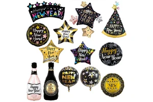 HAPPY NEW YEAR Round Hat Bottle Stars Balloons Shining Scene Atmosphere Decoration