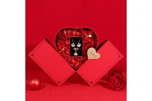 Valentine's Day Heart-shaped Eternal Flower Real Rose Lipstick & Perfume Gift Box From Zhejiang Made in China