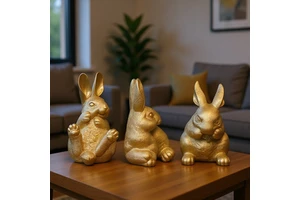 Easter Resin Transparent Gold Modern Whimsical Customizable Decorative Bunny With Flower Basket Figurine