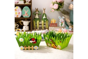 New Easter Decoration Products Green Rabbit Storage Basket Non Woven Ladybug Easter Storage Basket