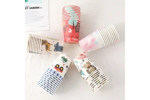 Cartoon Colorful Party Paper Cup Supplies Children's Day Birthday Dinner Disposable Birthday Party Tableware Supplies