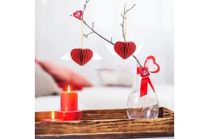 FSC Certified Valentine's Day Paper Honeycomb Heart with Magnets - 3D Recyclable Foldable Saint Valentine's Party Supplies