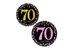 Black and Gold 70th Birthday Party Favor Adult 30 40 50 60 80th Year Old Plates Cups Napkins Disposable Tableware