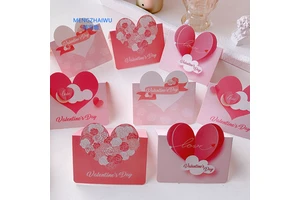 Trending Products for Party Message Cards Sweet pink love Heart Romantic Valentine's Day Flower Mini 3d Greeting Card