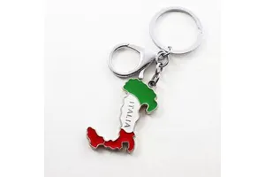 Customized Italy Map Keychain Metal Enamel Flag Design Personalized Tourism Souvenir Gift Bulk Manufacturer Direct