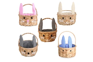 Low MOQ Custom Esivon Brand High Quality Easter Holiday Gifts Bunny Rabbit Eggs Paper Rope Baskets Ornaments Decoration Supplies