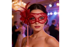 Hot Sale Halloween Venice Masquerade Mask Side Flower Handheld Mask Half Face Jazz Eye Mask Party Mask