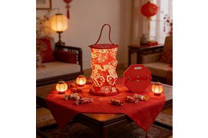 Rotating Paper Lantern LED Light Dimmable Touch Control Warm White 2026 Horse Theme Rechargeable Outdoor New Year Gift