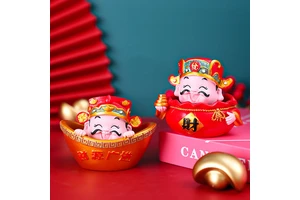 Creative New Year Wealth God Series car shaking head figurine Auspicious and festive Birthday gift for the elderly
