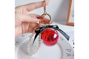 New Product Ideas 2024 Custom Stabilized Flowers a Grade Preserved Rose Key Chain Eternal Roses Acrylic Ball Box for Valentines