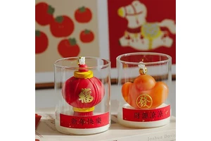 2026 Chinese New Year Horse Decorations Fu Symbol & Gold Ingot Soy Wax Handmade Scented Candle in Glass Jar | Customizable
