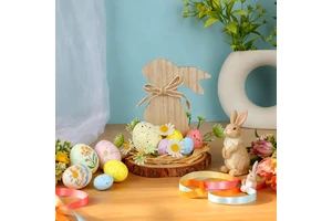 Wholesale 2026 Easter Wooden Craft Decoration Resurrected Rabbit and Resurrected Egg Rustic Desktop Decoration Home Egg Shaped