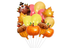 Thanksgiving Balloon Set Turkey Pumpkin Maple Leaf Aluminum Film Balloon Festival Party Decoration Supplies