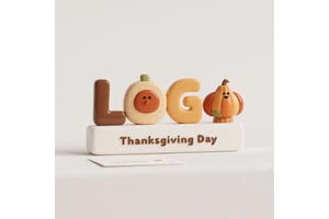 Branded Thanksgiving Gift Set - 3D Hand-Painted Ceramic with Your Logo, Corporate Holiday Collection & Custom Appreciation
