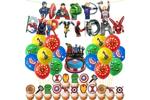Kids Birthday Party Supplies Party Balloons for Boys Hero Themed Birthday Cartoon Happy Birthday Banner Home Decoration Kits