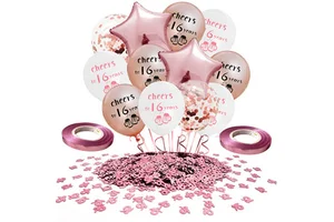Adult Birthday Party Decorations 16 18 21 30 40 Digital Nice Rose Gold Balloon Sequin Set