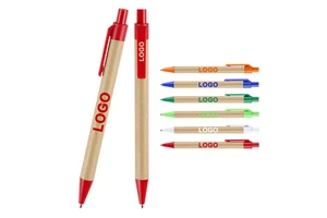 Eco-friendly Kraft Paper Retractable Pen Recyclable Ballpoint Promotional Ball Pens With Custom Logo Printing Office Supplies