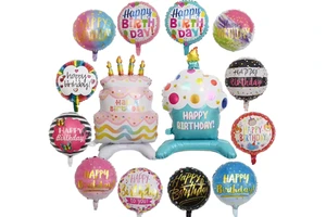 New Standing Base Colorful Candle Cake Foil Balloon, Baby Birthday Party Decoration Set Kids First Birthday Decor Kit Home Party