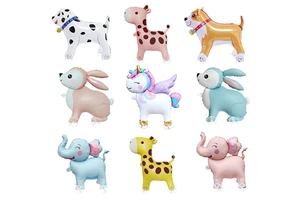 New Standing Animal Balloon Aluminum Film Pulling Cartoon Balloon Children's Boys and Girls Birthday Party Decoration