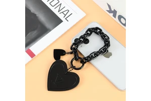 Love Heart Shape Personalized Leather Phone Keychain Custom Logo Leather Key Chain Leather Custom Logo