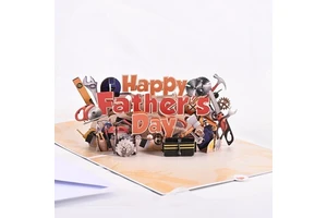 Custom 3D Pop-up Fathers Day Greeting Card 350g Paper Handmade Card for Dad Custom Bulk Gift MOQ 50pcs