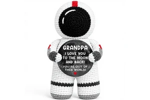 Handmade Crochet Astronaut Theme Father's Day & Birthday Gift for Grandpa-I Love You Present