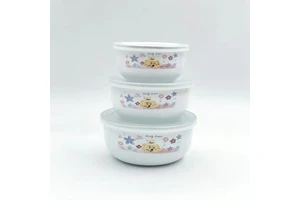 Large Orangery Christmas Porcelain Bowl Enamelled Stainless Steel Rim With Mango Wood Metal Big Pocorn Xmas Enamel-Bowl