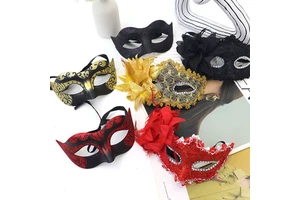 Women's Vintage Half Mask for Mardi Gras Halloween Carnival Parties-Masquerade Venetian Ball Prom PVC Mask Fancy Dress Accessory