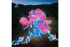 Custom Giant Waterproof LED Illuminated Fantasy Lantern Tree Outdoor Festival Lantern For Outdoor Theme Park