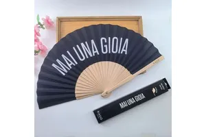 23CM Hot Sale Various Stock Colors Spanish Wooden Hand Fan Fabric Dance Fan With Box Wholesale