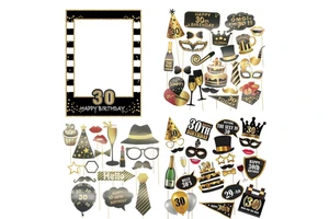 30 40 50 60 TH Year Birthday Photo Booth Props Adult Men Women Birthday Party PhotoBooth Props Frame Anniversary Decor Supplies