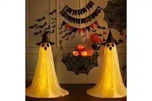 White Cloth Ghost Halloween Decor with Lights with Remote Control Halloween Party Decorations Indoor