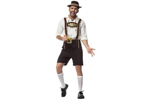 Men's Adult Traditional German Bavarian Beer Oktoberfest Costume Jumpsuit Pants for Halloween Party TV & Movie Theme Polyester