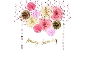 Wholesale Baby Girl Party Decoration Pink Birthday Party Supplies Set