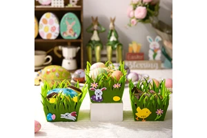 Cross-Border New Easter Decorative Non-Woven Storage Basket Practical Party Ornament for Bunny Egg Easter Celebrations