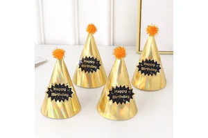 1Pcs Laser Golden Cardboard Happy Birthday Hat Adults and Kids Party Decoration Supplies for Christmas and Birthday
