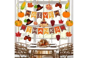 Wholesale Thanksgiving PVC Spiral Banner Star String Decorations Autumn Harvest Theme Party Background Decoration Set