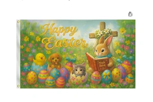 High Quality Easter Flags 3x5 Ft Single Printed Easter Decorations Bunny Rabbit Eggs for Outdoor Indoor House Gift