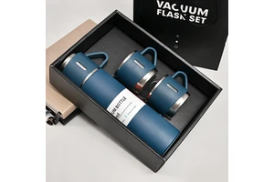 500ml Double-Wall Stainless Steel 304 Thermal Mug Portable Vacuum Flask 2 Extra Cups Business Gift Set for Tea Cup Water Bottle