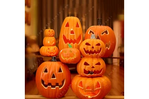 Wholesale Factory Supply Promotional Party Supplies Best Selling Faux Halloween Pumpkins Customized Color Logo HDPE Decor