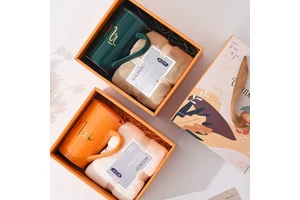 Wedding Gift Handmade Silk Screen Printed Cloth Mug Coffee Cup Tower Sets for Guests for Christmas Graduation Father's Day