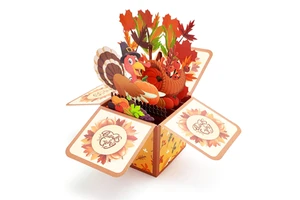Thanksgiving Day Greeting Card 3d Popup Cards Box With Note Card and Envelope for Thanksgiving Holiday Supplies