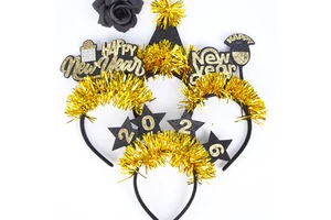 2026 New Year Decoration Headband Black Gold Hat New Year Theme Party Atmosphere Photo Props Gift Box Letter Color New Arrival