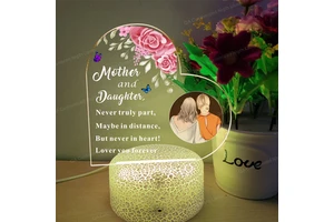 Custom Heart Acrylic LED Lamp Personalized Mother Day Gift for Mom Meaningful Birthday Christmas Gift