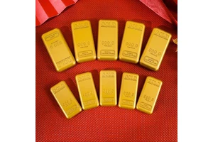 5 Pieces of 1.57-inch Rectangular Gold Metal Strip Decoration - Retro "original Good Product" Inscription, Perfect Holiday Gift